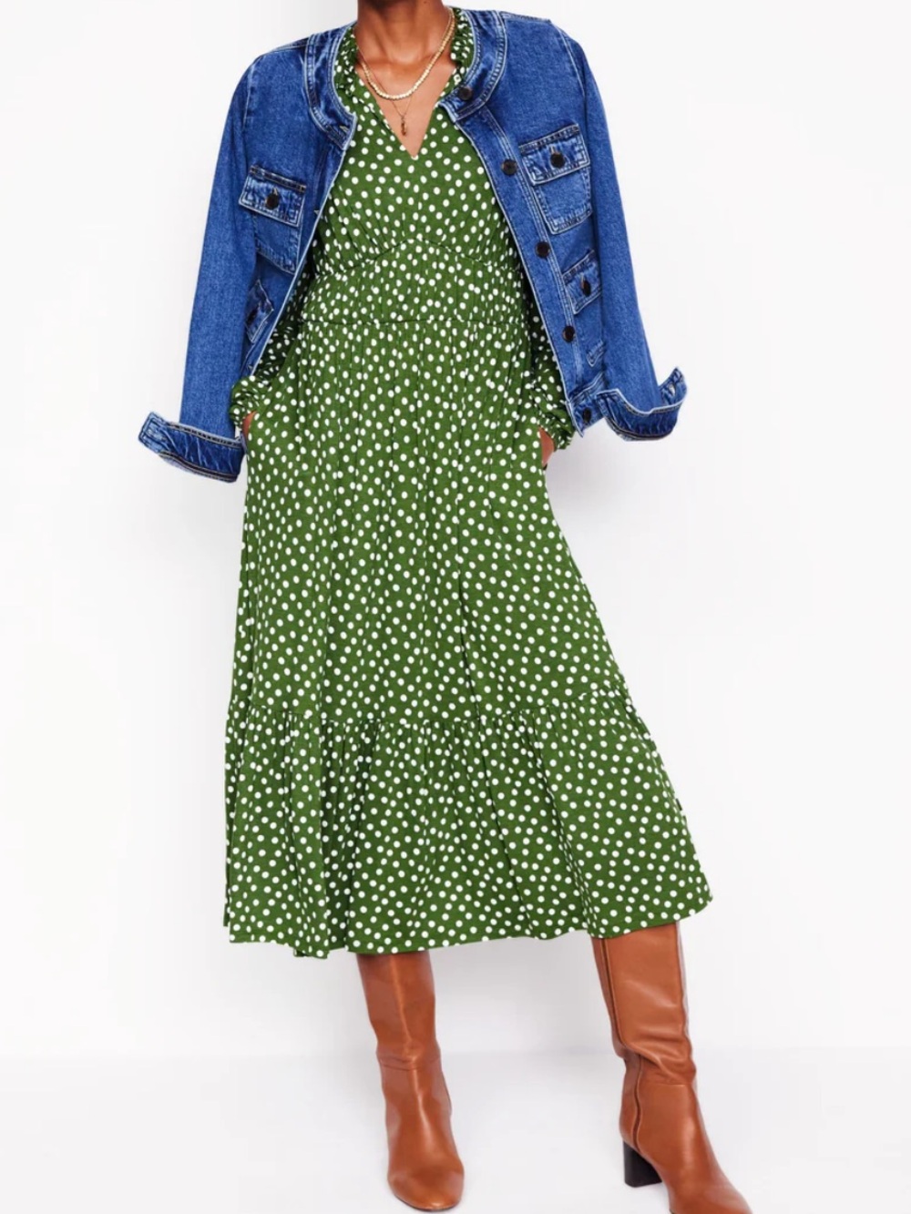 Boden Rosamund Jersey Midi Tea Dress
Paradise Green & White Dot Women’s Size 8R